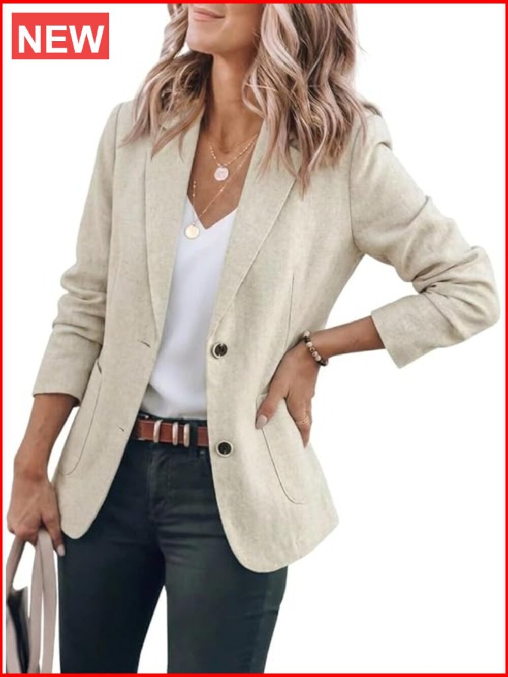 Cotton Linen Blazer Long Sleeve Casual Notch Lapel Double Button Patch Pockets